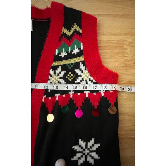Holiday Time Santa Ugly Christmas Sweater Vest Women’s Medium 8-10 - Picture 8 of 12